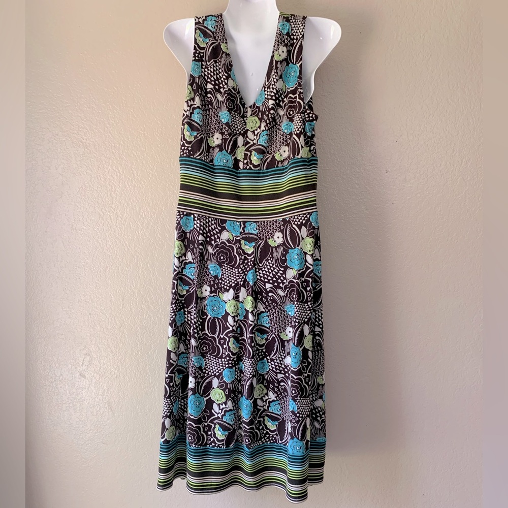 RABBIT RABBIT RABBIT Retro Y2K Floral Empire Waist Sleeveless Midi Dress Size 10 - Picture 4 of 7